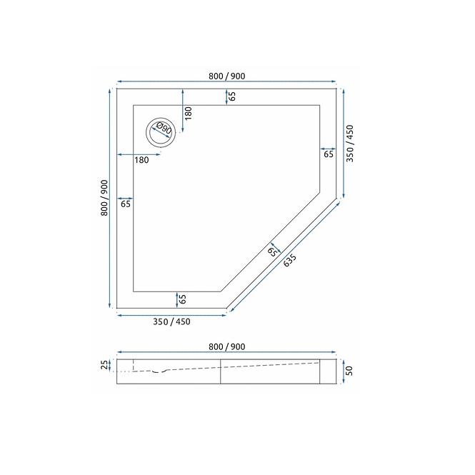 SPRCHOVÁ VANIČKA PIŤUHNÁ DIAMOND WHITE 80X80X5 K8544