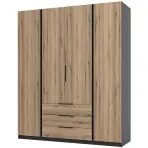 Skriňa Kaja 200 cm – čierna/evoke, štvordverová, zásuvky