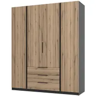 Skriňa Kaja 200 cm – čierna/evoke, štvordverová, zásuvky