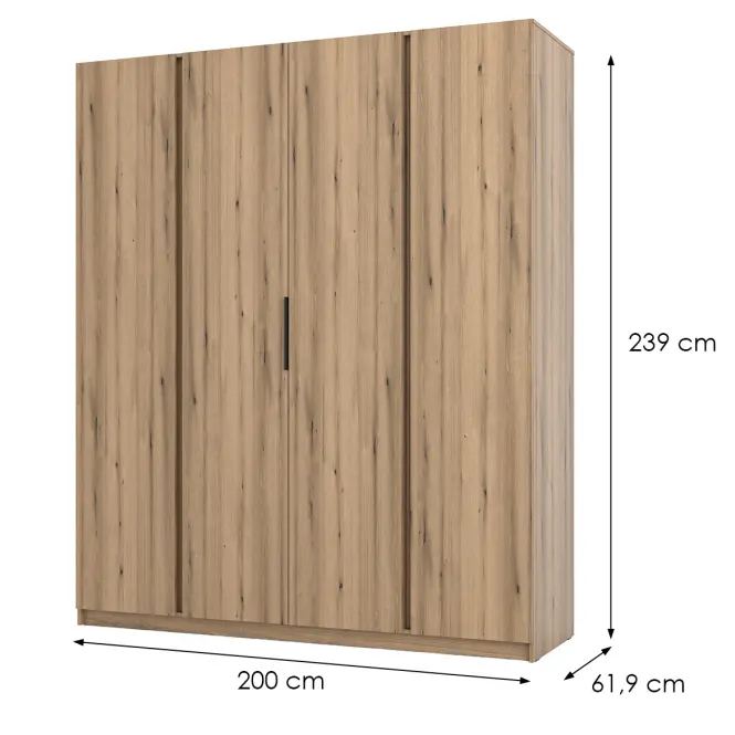 Skriňa Kaja 200 cm – evoke/evoke, štvordverová