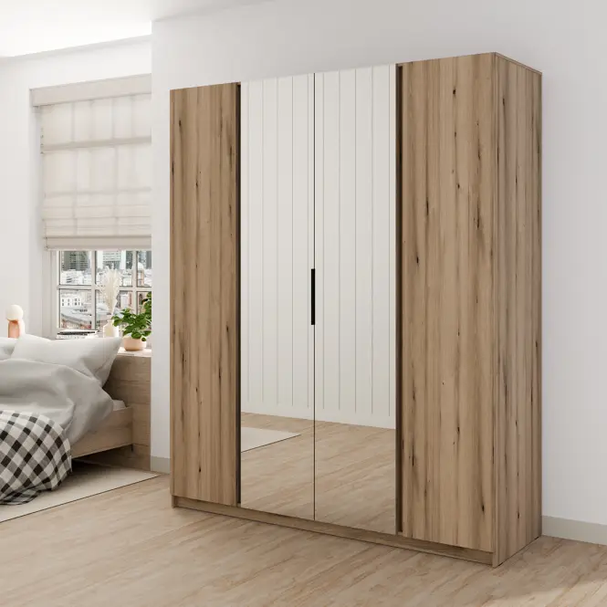 Skriňa Kaja 200 cm so zrkadlom – evoke/evoke, štvordverová
