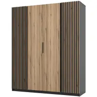 Skriňa Kaja 200 cm – čierna/evoke, lamely, štvordverová
