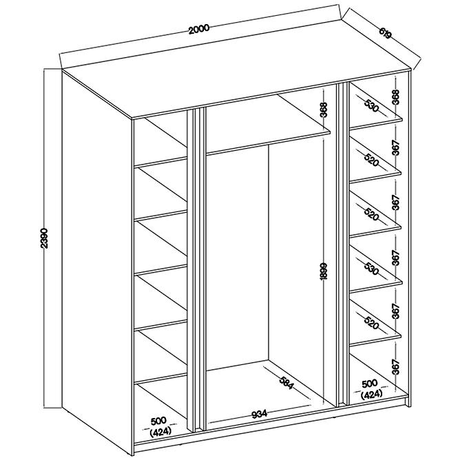 Skriňa Kaja BL/BL-EV 2F 2LAM,4