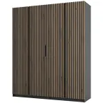 Skriňa Kaja 200 cm – čierna/evoke, lamely, štvordverová