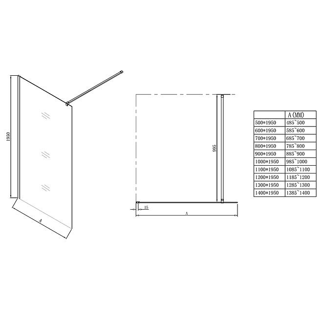 Sprchová stena Walk-In Soft 110x195 chróm,2