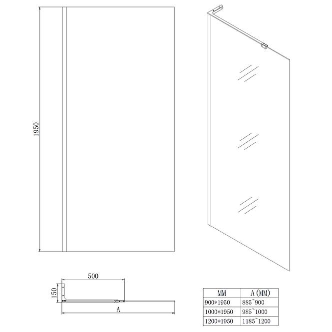 Sprchová stena Walk-In Pik 120x195 chróm,2
