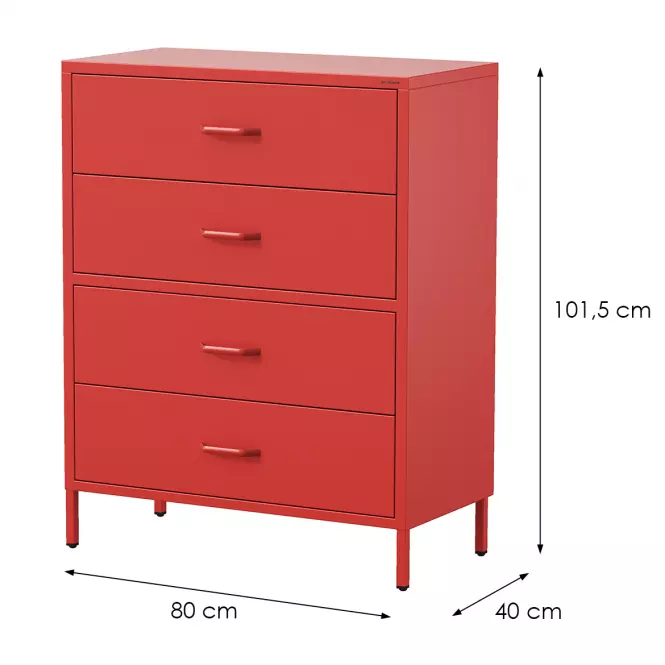 Komoda kovová Carla Modern Red,2