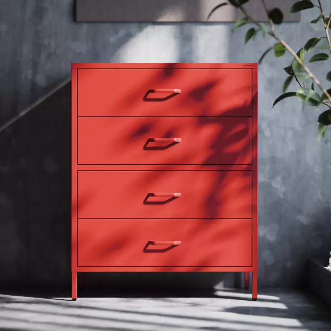 Komoda kovová Carla Modern Red,8