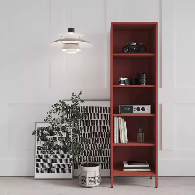 Regál Kovový Vysoký Mario Modern Red