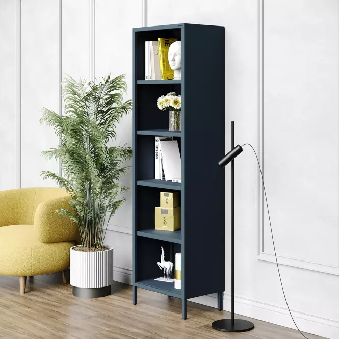 Regál Kovový Vysoký Mario Modern Dark Blue