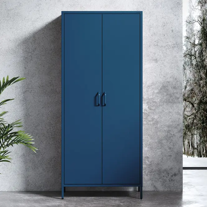 Kovová skriňa Flavio 80 cm – tmavomodrá, dvojdverová,5