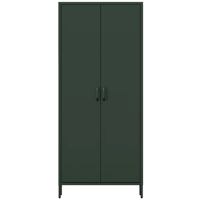 Kovová skriňa Flavio 80 cm – fľaškovozelená, dvojdverová,3