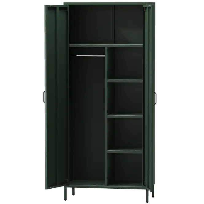 Kovová skriňa Flavio 80 cm – fľaškovozelená, dvojdverová,4