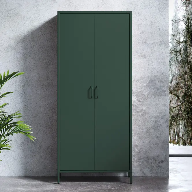 Kovová skriňa Flavio 80 cm – fľaškovozelená, dvojdverová,5
