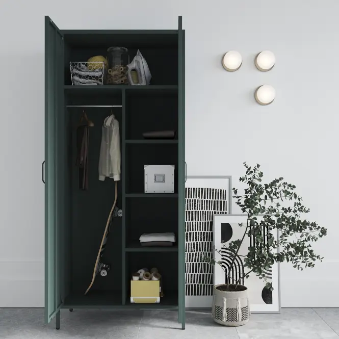 Kovová skriňa Flavio 80 cm – fľaškovozelená, dvojdverová,6