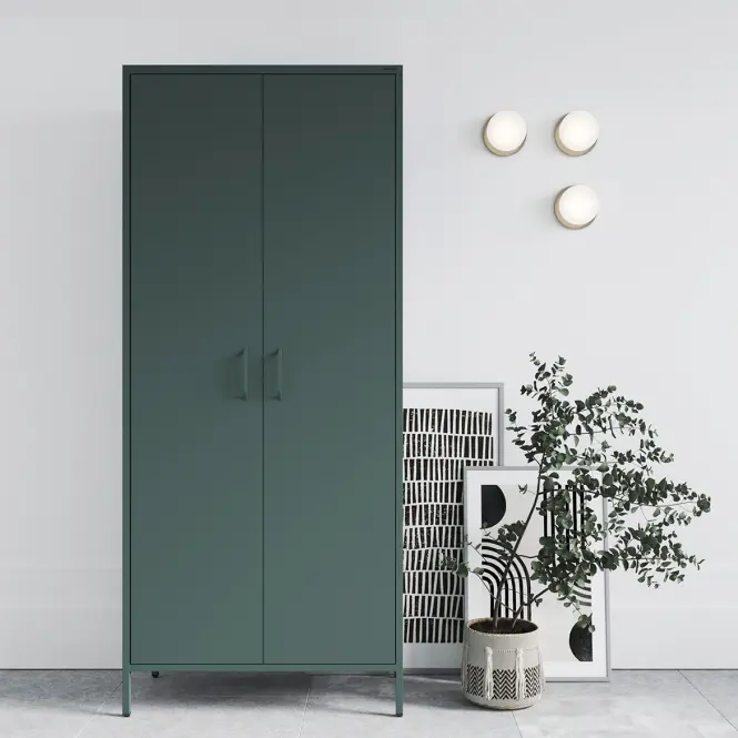 Kovová skriňa Flavio 80 cm – fľaškovozelená, dvojdverová,9