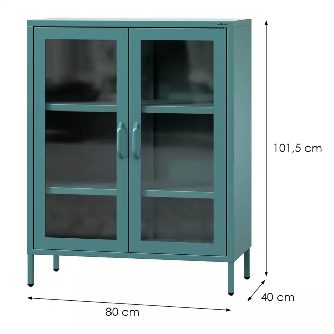 Vitrína Kovová Gina Modern Sea Green,2