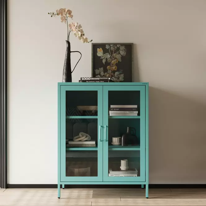 Vitrína Kovová Gina Modern Sea Green,6