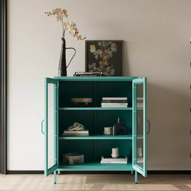 Vitrína Kovová Gina Modern Sea Green,7