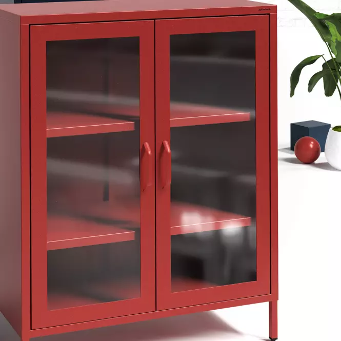 Vitrína Kovová Gina Modern Red,4