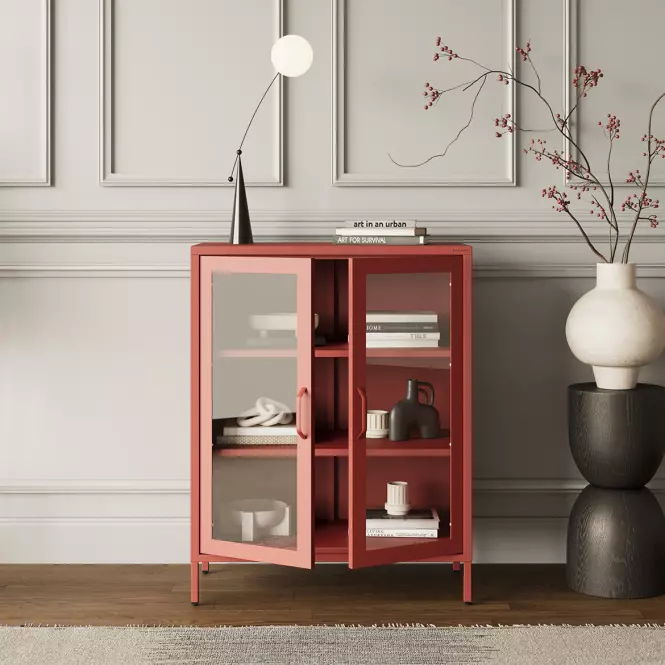 Vitrína Kovová Gina Modern Red,7