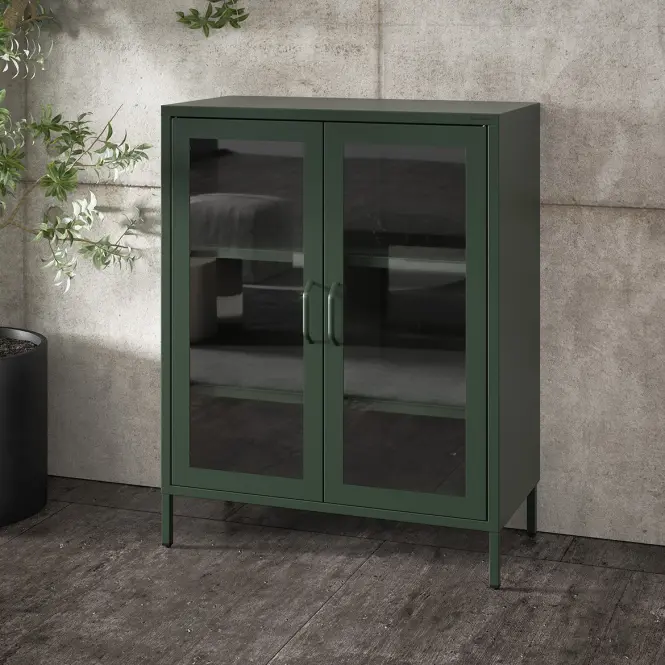 Vitrína Kovová Gina Modern Bottle Green,5