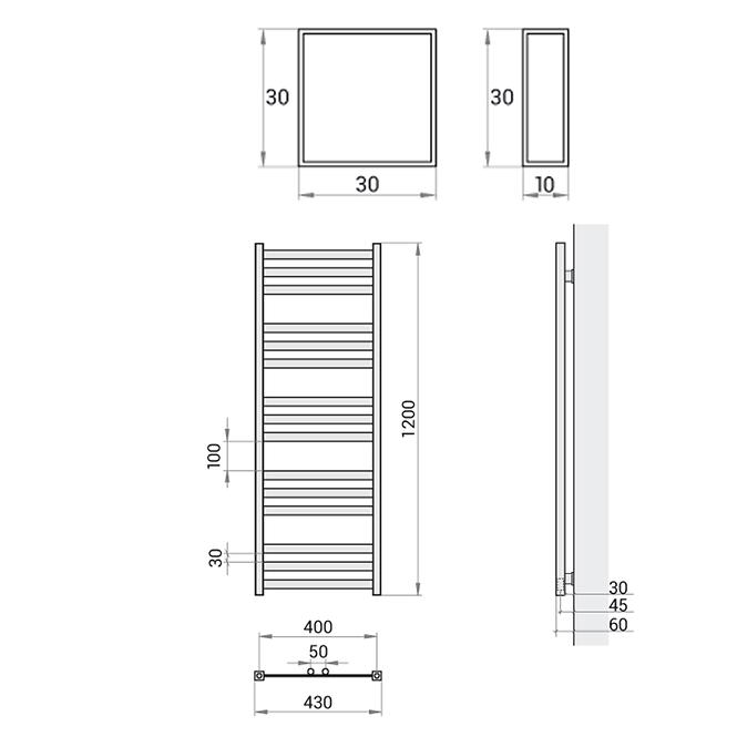 Kúpeľňový radiátor Viv New ZS12/40 1200x430 436W biela,2