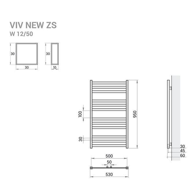 Kúpeľňový radiátor Viv New ZS9/50 950x530 418W šedá,2