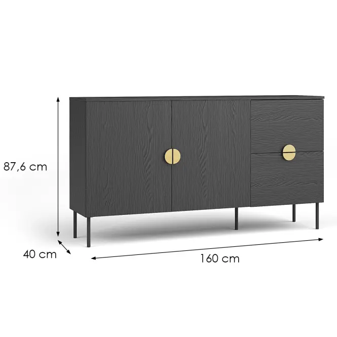 Komoda Mond 2D 2SZ 03-B čierna,2
