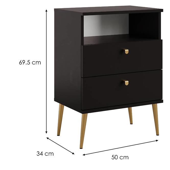 Nočný Stolík High 2D čierna,2