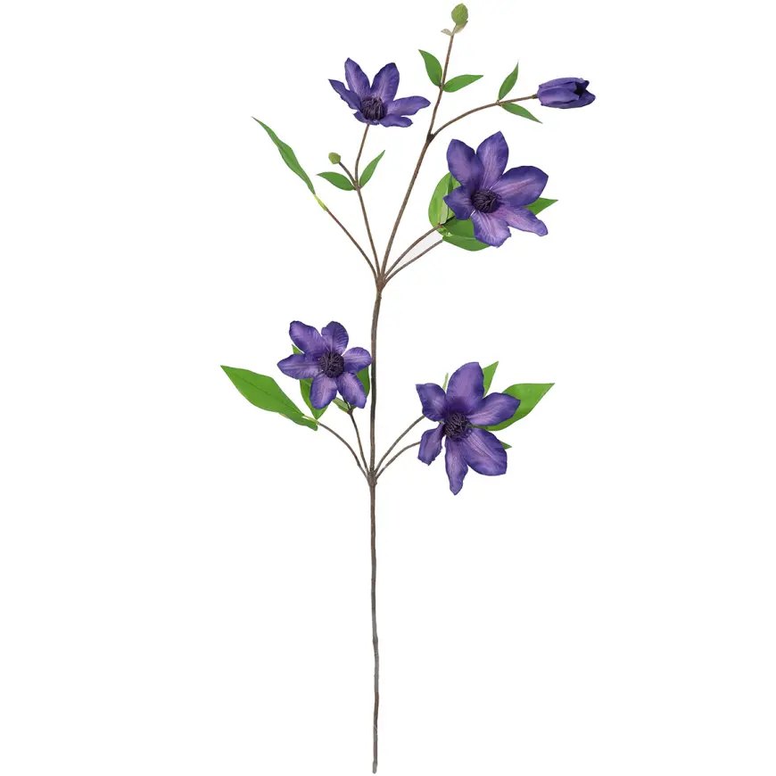 Umelý 4-kvetý plamienok v kvetináči clematis 75 cm