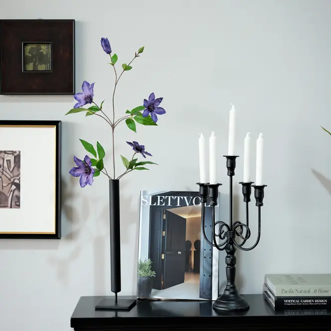 Umelý 4-kvetý plamienok v kvetináči clematis 75 cm,3