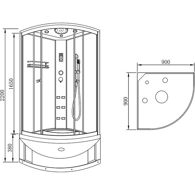 Hydromasážný box Venus Y8857 MM 90/90 W.B. 4 El.