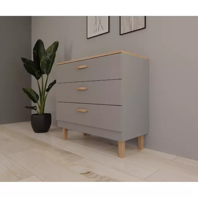 Komoda Denver Šedý Chinchilla/Hikora,7