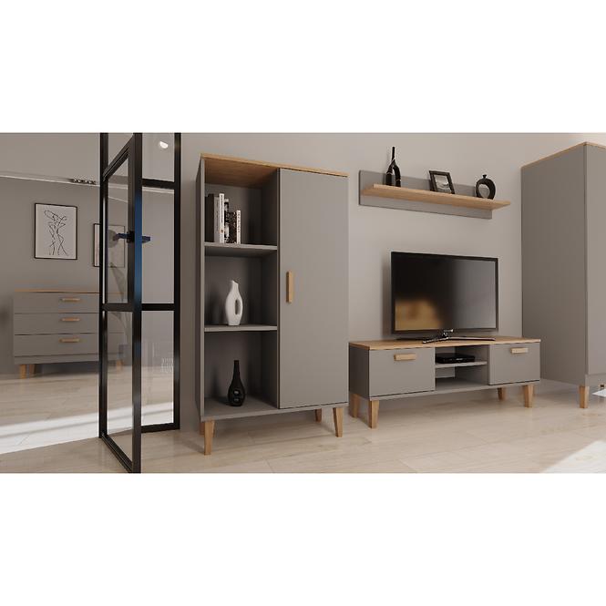Komoda Denver Šedý Chinchilla/Hikora,8