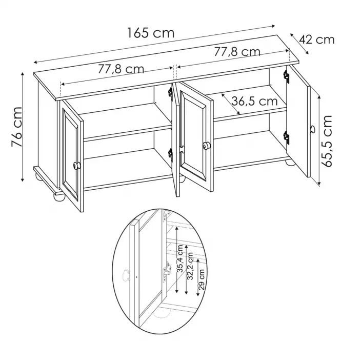 Komoda Borovica KD70 165x76x42