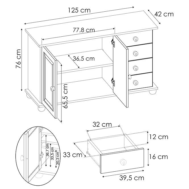 Komoda Borovica KD59 125x76x42