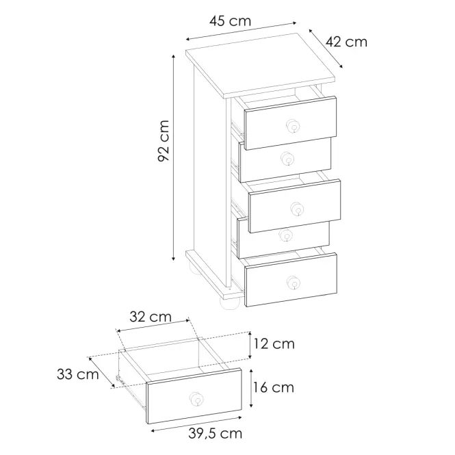 Komoda Borovica KD03 45x92x42,9