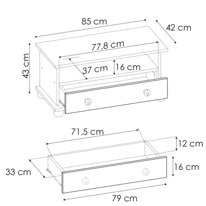 Komoda Borovica RTV 85001 85x43x42,8