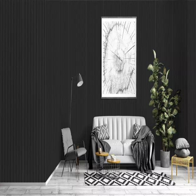 Akustické lamely 3D na plsti čierne 21x300x2650 mm