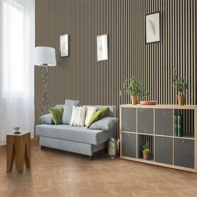 Akustické lamely PS na plsti béžový kameň 21x300x2650 mm,3