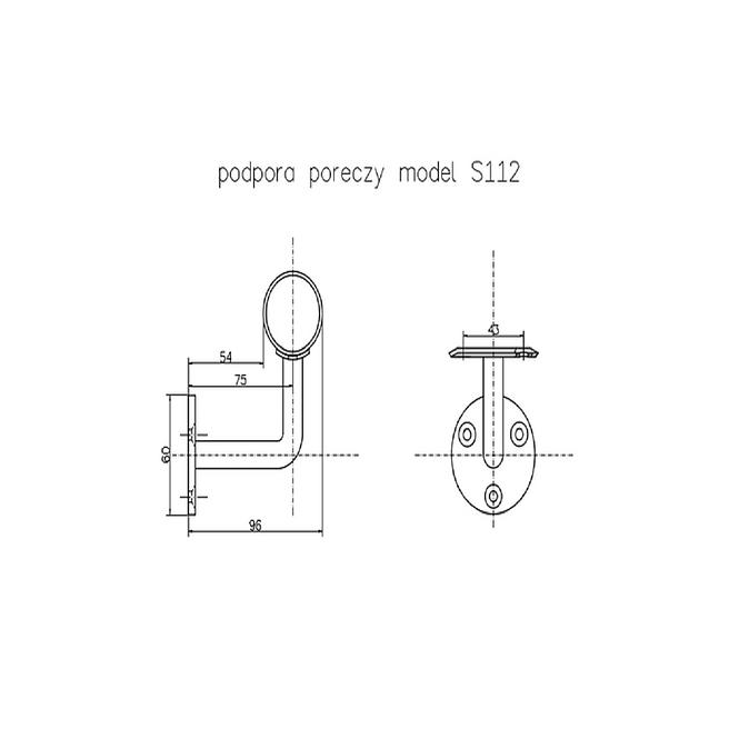 Plochý držák zábradlia 42,4mm 3 upevňovacie body oceľ nehrdz