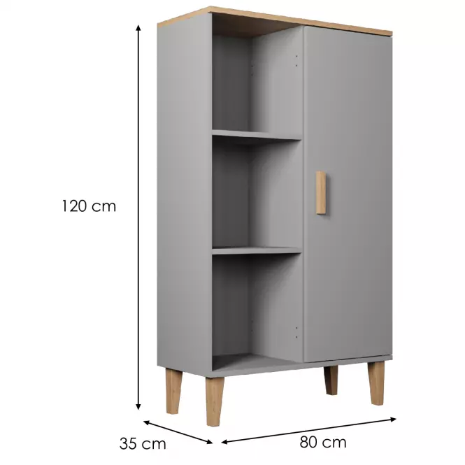 Regál Denver Šedý Chinchilla/Hikora,2
