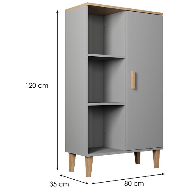 Regál Denver Šedý Chinchilla/Hikora,2