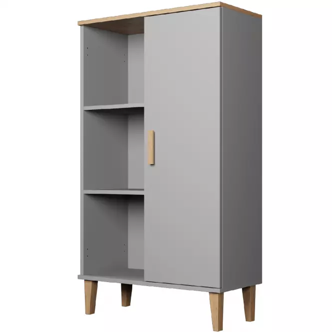 Regál Denver Šedý Chinchilla/Hikora,3