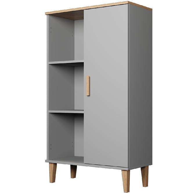 Regál Denver Šedý Chinchilla/Hikora,3