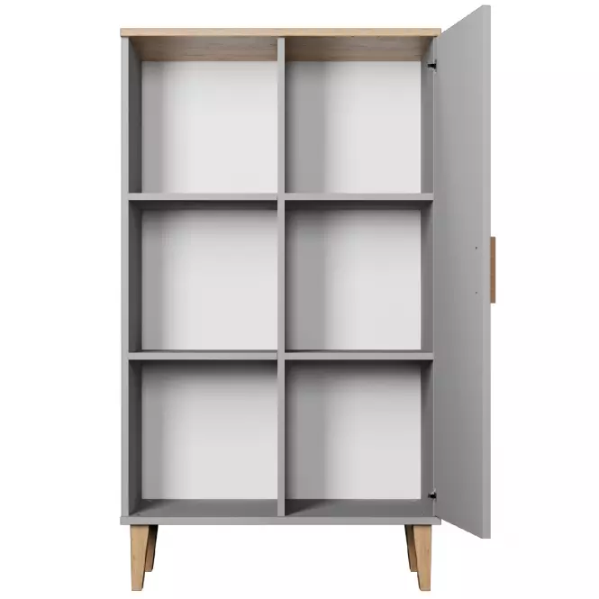 Regál Denver Šedý Chinchilla/Hikora,5