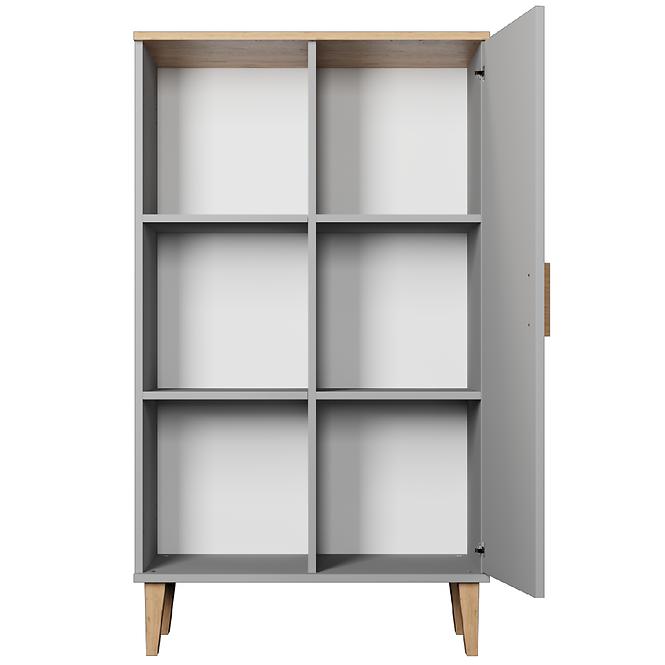 Regál Denver Šedý Chinchilla/Hikora,5