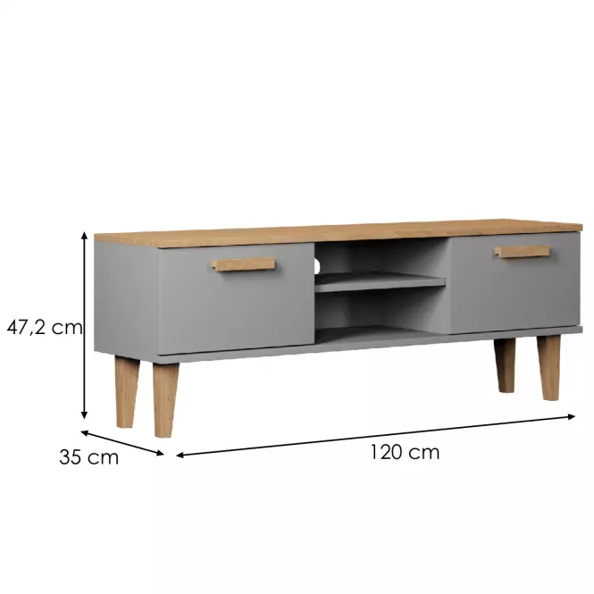 TV Stolík 120 Denver Sivý Chinchilla/Hikora