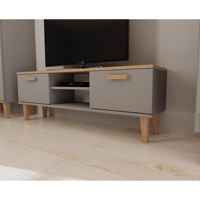 TV Stolík 120 Denver Sivý Chinchilla/Hikora